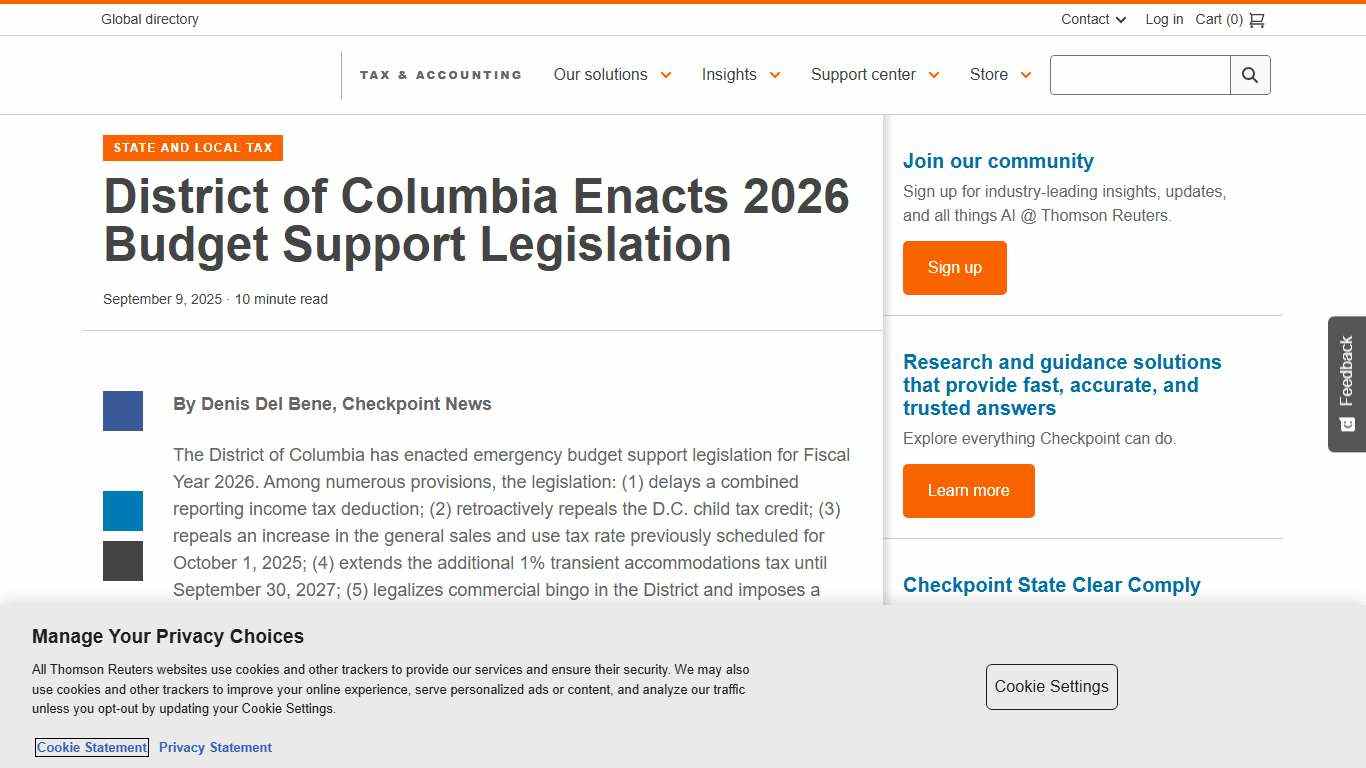 District of Columbia Enacts 2026 Budget Support Legislation