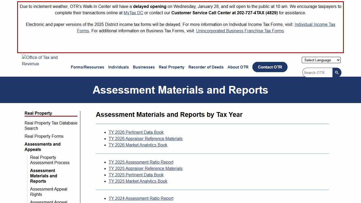 Assessment Materials and Reports otr